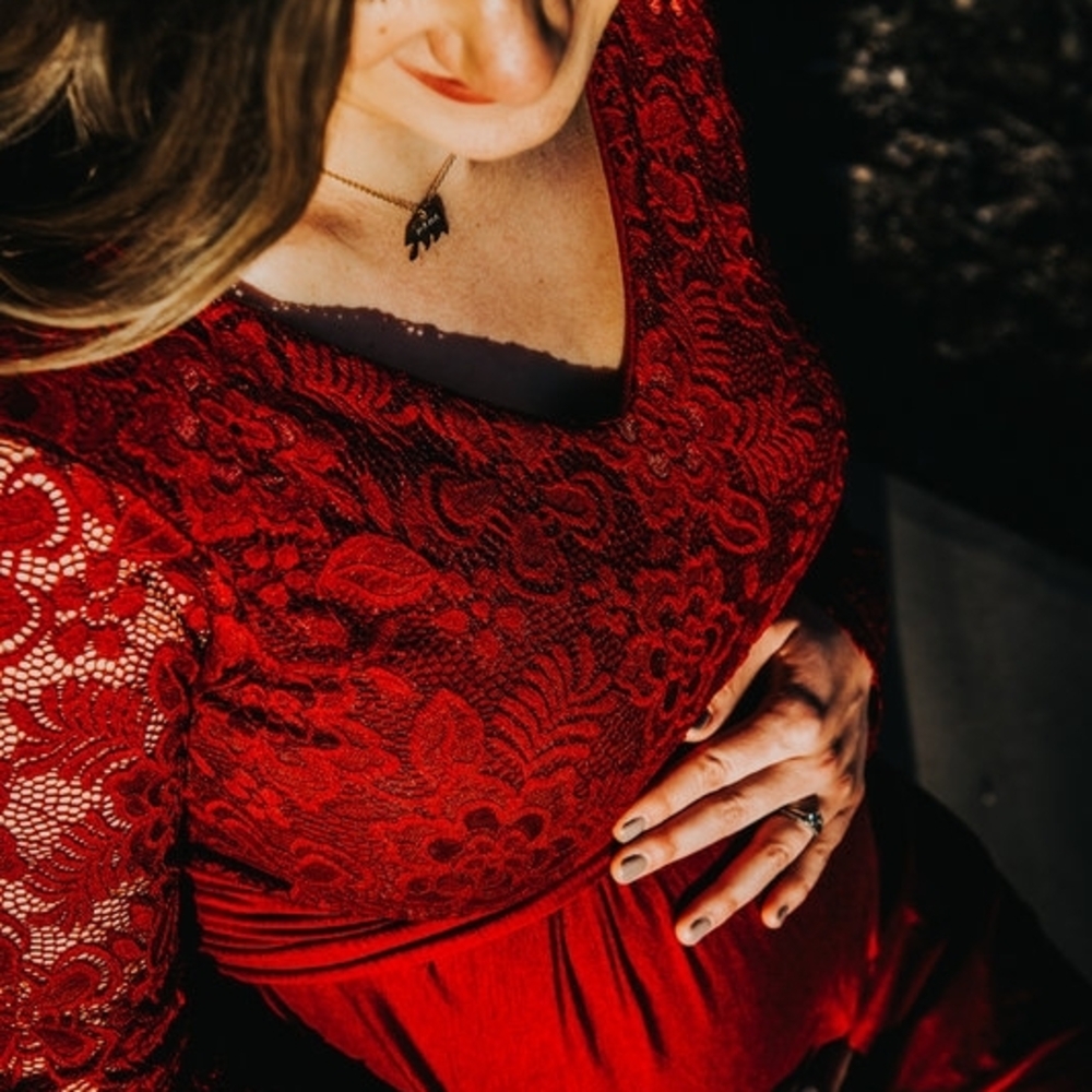 Elegant Red Lace Maternity Dress